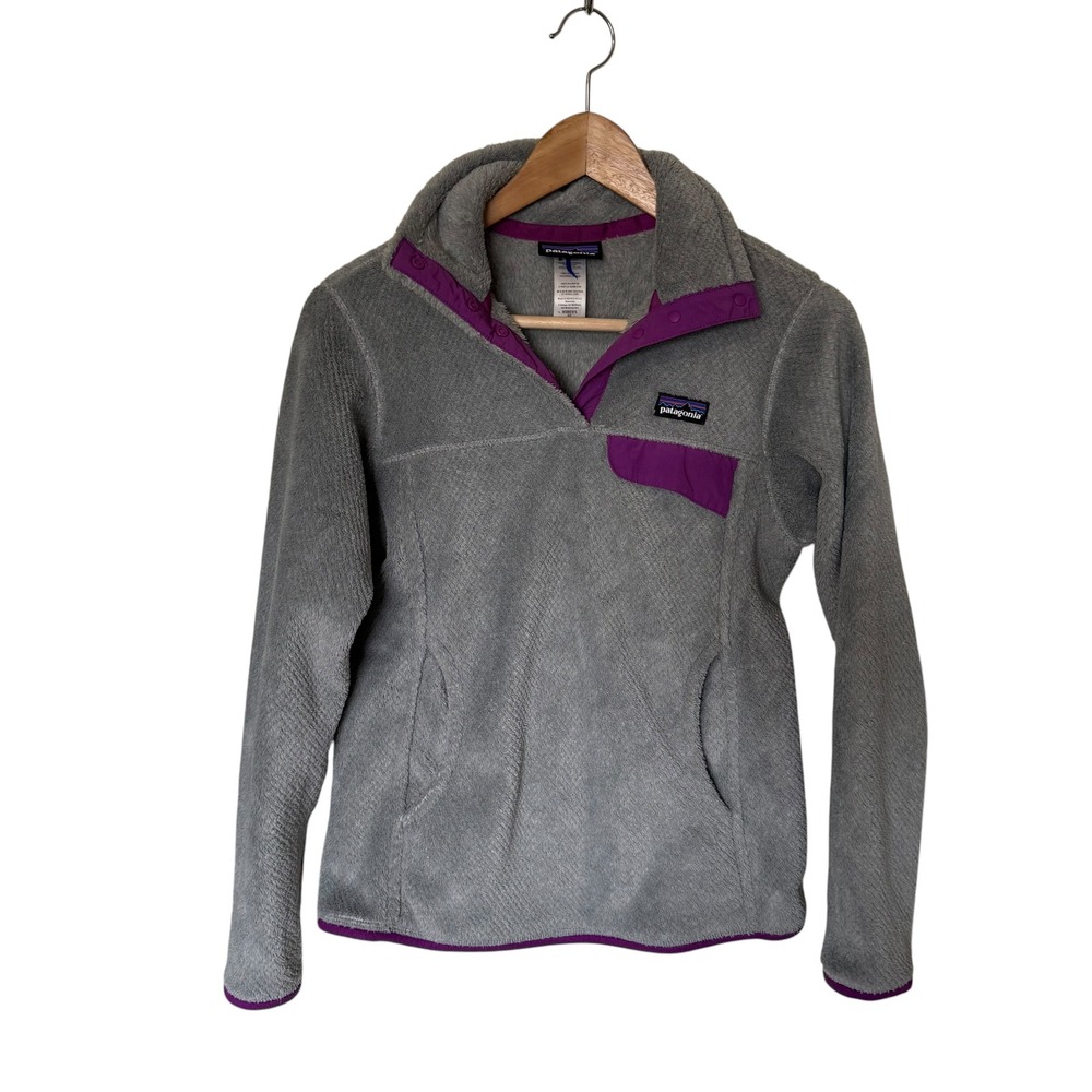 Patagonia‎ Re-Tool Snap-T Pullover Women XS Grey Purple Excellent Fleece 25442